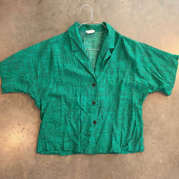 Vintage Cos Cob green button down casual womens blouse Large RARE - Picture 11 of 12